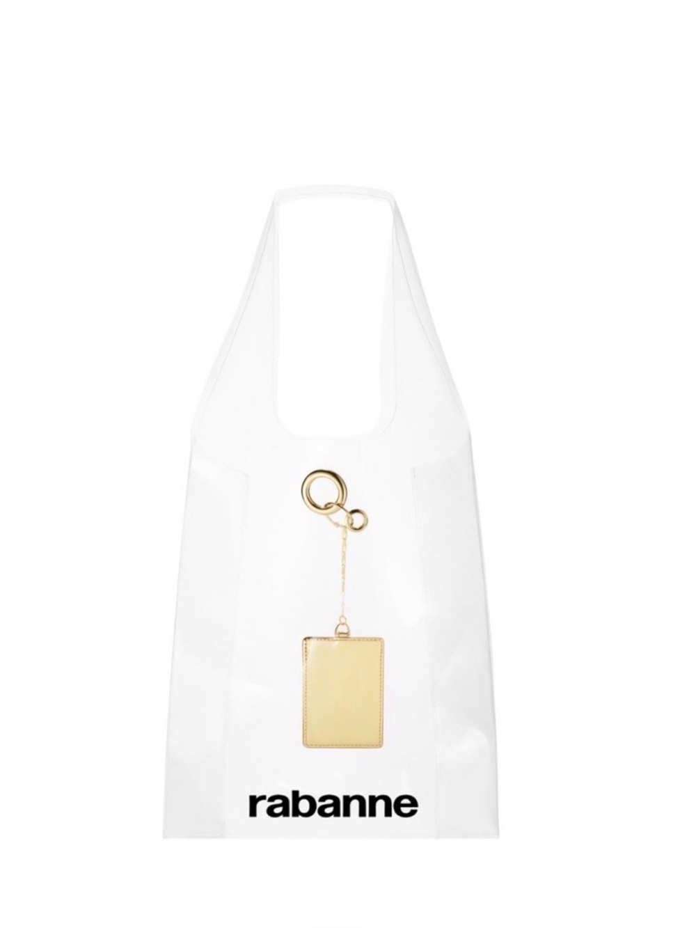 Rabanne White Tote Bag with Gold Cardholder Charm BRAND NEW SEALED
